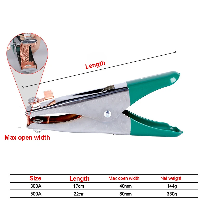 300Amp or 500Amp Crocodile Clips Welding Ground Clamp Electrode Holder Earth Ground Cable Clip for Welding Clamps Welder Tool