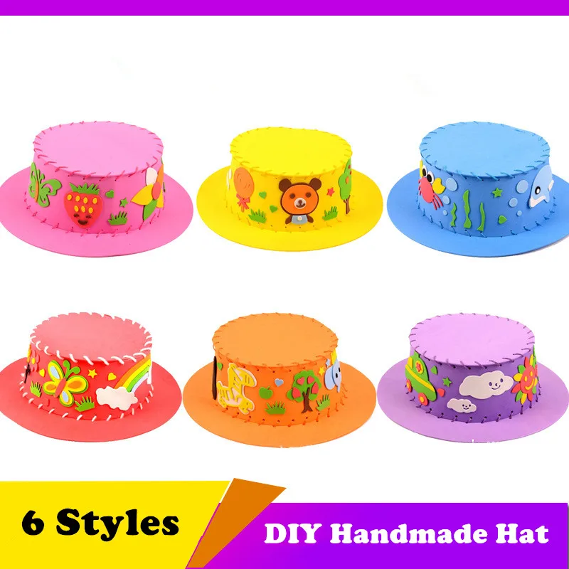 Hand-made 3D EVA Hat Children DIY Handmade Hat Environmental 3D EVA Handmade Craft Gifts Kits DIY Hat Craft Toy for Kids