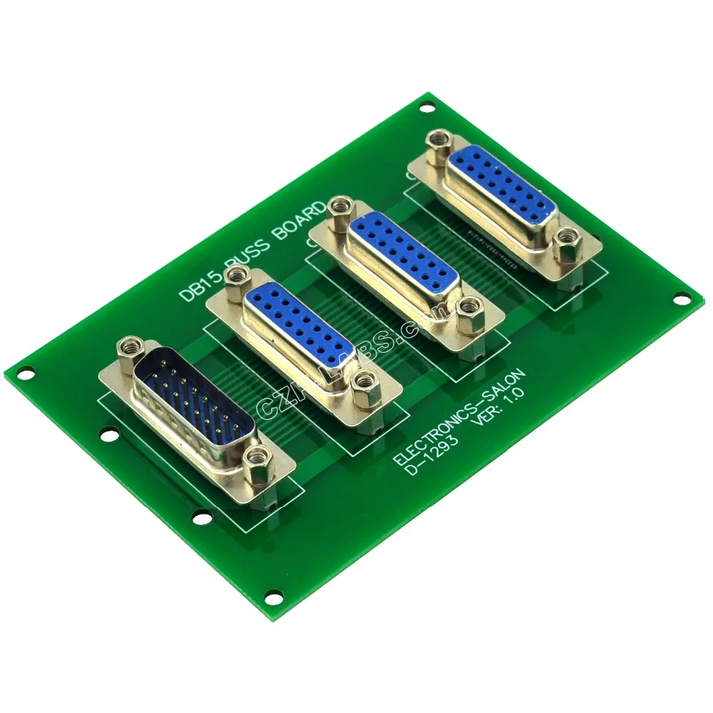 ELECTRONICS-SALON Panel Mount DB15 1 Male 3 Female Buss Board, DB-15 Busboard, D-Sub Bus Board Module.