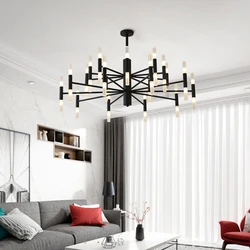 Nordic Black LED Chandeliers For Dining Living Room Restaurant Lighting Industrial Modern Gold Fixtures Luminaire Lustres
