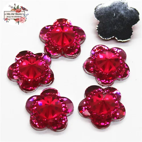 50 sztuk błyszczące Mix kolor kwiat akrylowe rhinestone mieszkanie powrót Cabochon materiały dekoracyjne urok Craft DIY 15mm bez otworu