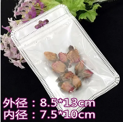 

DHL 8.5*13cm 1500Pcs/ Lot White / Clear Self Seal Zipper Plastic Packing Bags With Hang Hole 3.34"x5.11" Ziplock Package Bags