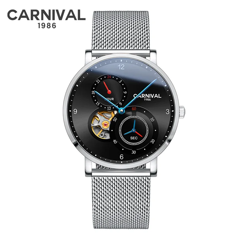 

2023Carnival ultrathin tourbillon men watch top brand luxury mechanical watches men full steel clock relogio masculine kol saati