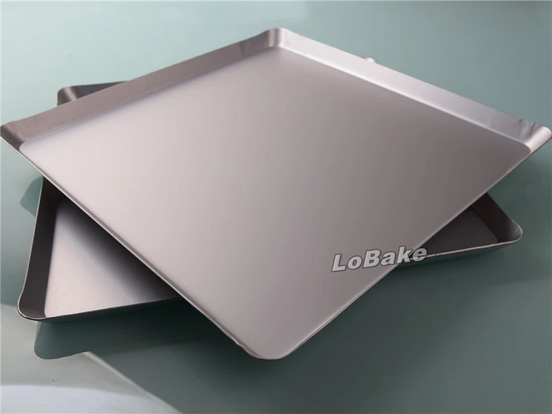 New arrivals shallow 40cm width square shape plain anodizing aluminium cak pan pizza biscuit cookie baking pans for DIY bakeware