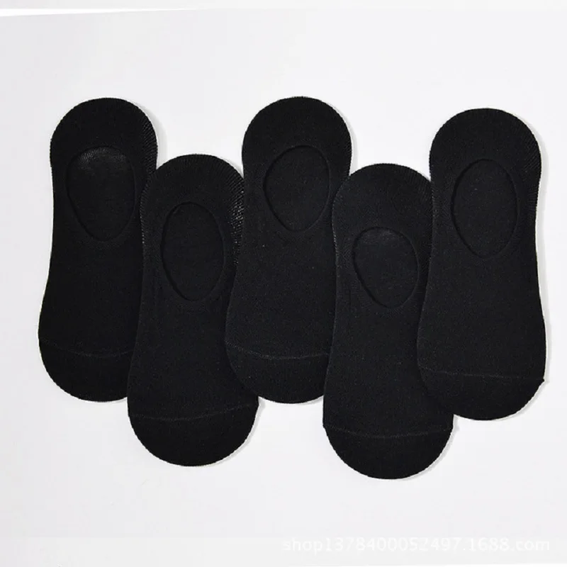 5 Pairs/Lot New Cotton Men Invisible Socks Men Sock Slippers Silicone Soft Breathable Sweat absorpt Anti-skid Solid Summer Socks