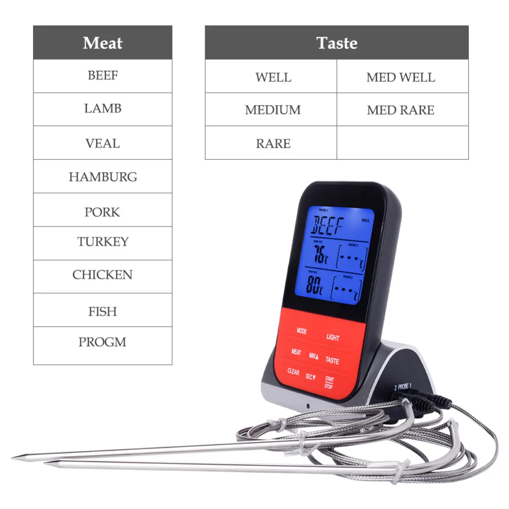 

Wireless Dual Probe Electronic Barbecue Thermometer Home Kitchen Thermometer for Oven, Barbecue, Kitchen Stove