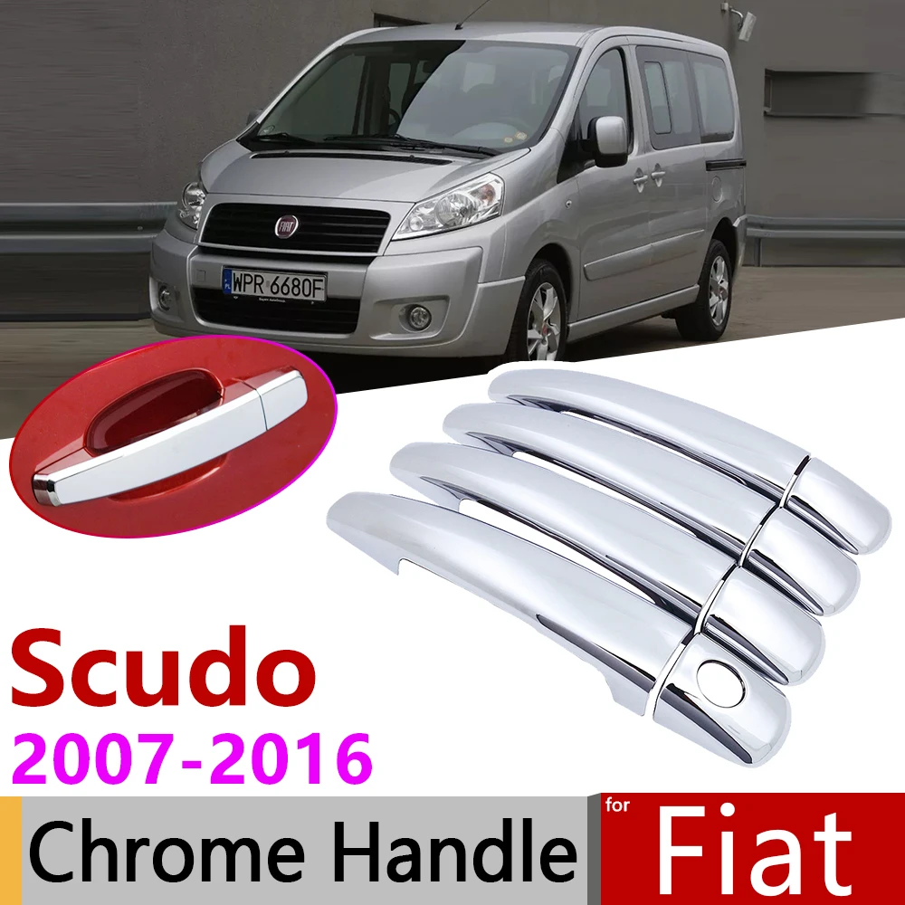 for Fiat Scudo 2007~2016 Chrome Door Handle Cover Car Accessories Stickers Trim Set 2008 2009 2010 2011 2012 2013 2014 2015