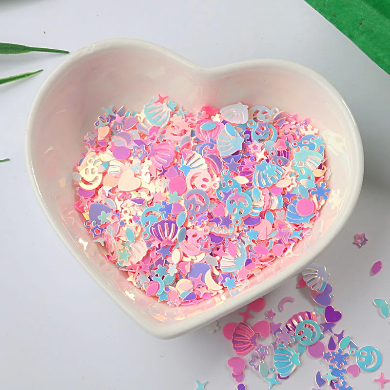 10 g/pacco più colori Star Heart Moon paillettes per Nail art, Glitter brillanti paillettes per unghie sciolte in PVC fai da te, decorazione di nozze