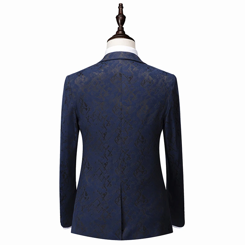Left ROM Brand Luxury Men Wedding Suits Black/Blue Business Banquet Party Dress Sets Slim Fit Male Clothing