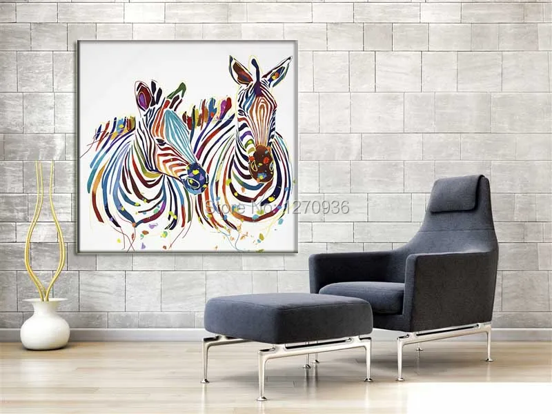 Two Zebras is Sit Down on th Efloor and Chatting Something Painting 100% Handmade Lovely Snail Oil Painting On Canvas Paintings