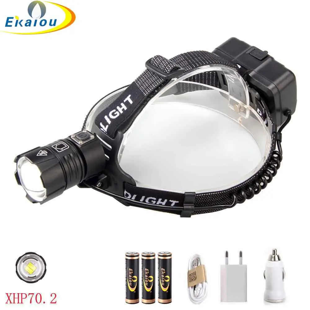 

Новый налобный фонарь XHP70.2 USB Аккумуляторный водонепроницаемый высокий люмен Зум головная лампа мощный светодиодный фонарь