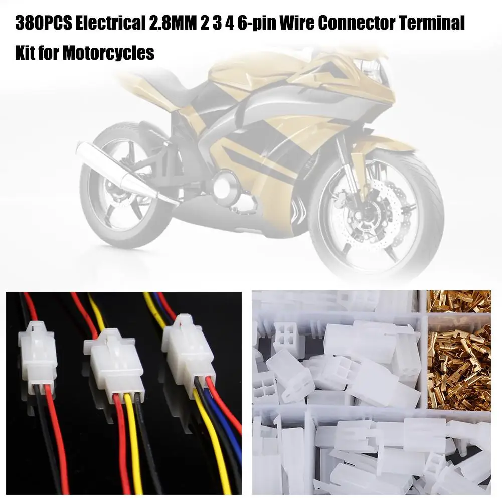 40 Set Of 2.8mm Automatic Electrical Terminal 2 3 4 6 9 Pin Cable 380 Pieces Automatic Connector For Car Motorcycle Use Terminal