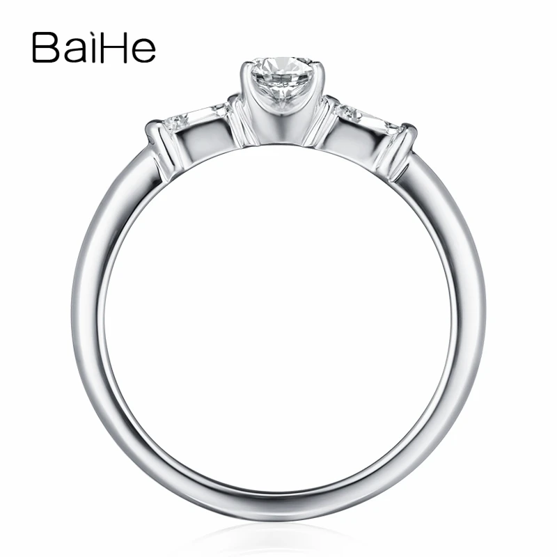 BAIHE Solid 10K White Gold(AU417) Trendy Moissanite Ring Women Men Fine Jewelry Making Vòng Moissanite Moissanit-Ring bague