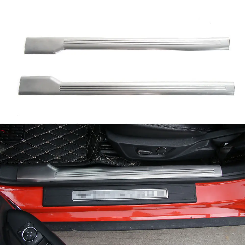 

BBQ@FUKA Car-styling 2x Auto Steel Door Sill Scuff Guards Protectors Plate Car accessories Fit For Ford Mustang 2015 2016