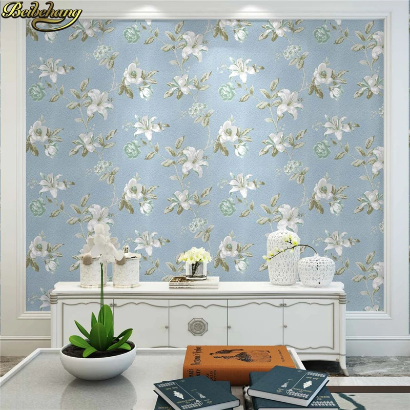 beibehang American garden floral wallpaper 3D embossed European bedroom living room fashion floral wall paper home improvement