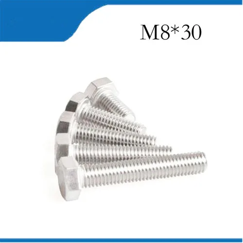 

Free shipping 10pcs/Lot DIN933\GB5783 M8x30 M8*30 mm 304 Stainless Steel hex bolts Outside the hexagonal screw m8 bolts,m8 nails