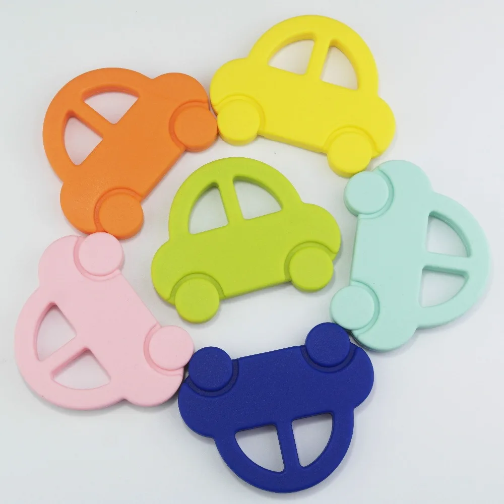 SUTOYUEN Silicone Car Shape Dots DIY Necklace Pendant Silicone Teether BPA Free Montessori Baby Toys Teething 20Pcs Mix 9 Colors