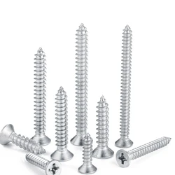 20pcs/lot M3/M4/M5 6/10/16/20/25/30/35/40/45/50/55/60mm screw 304 Stainless Steel Cross Countersunk Self Tapping Screws