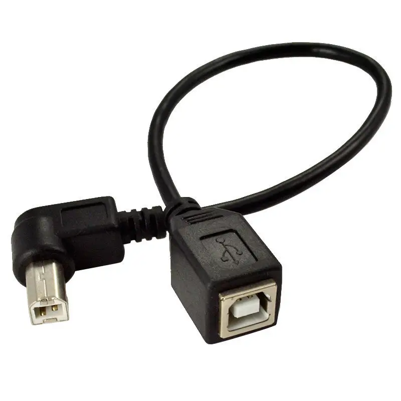 0.25m 25cm USB 2.0 Type B Male to Female 90 degrees Angle Right Extension Data Cable Panel Mount For Printer Cable