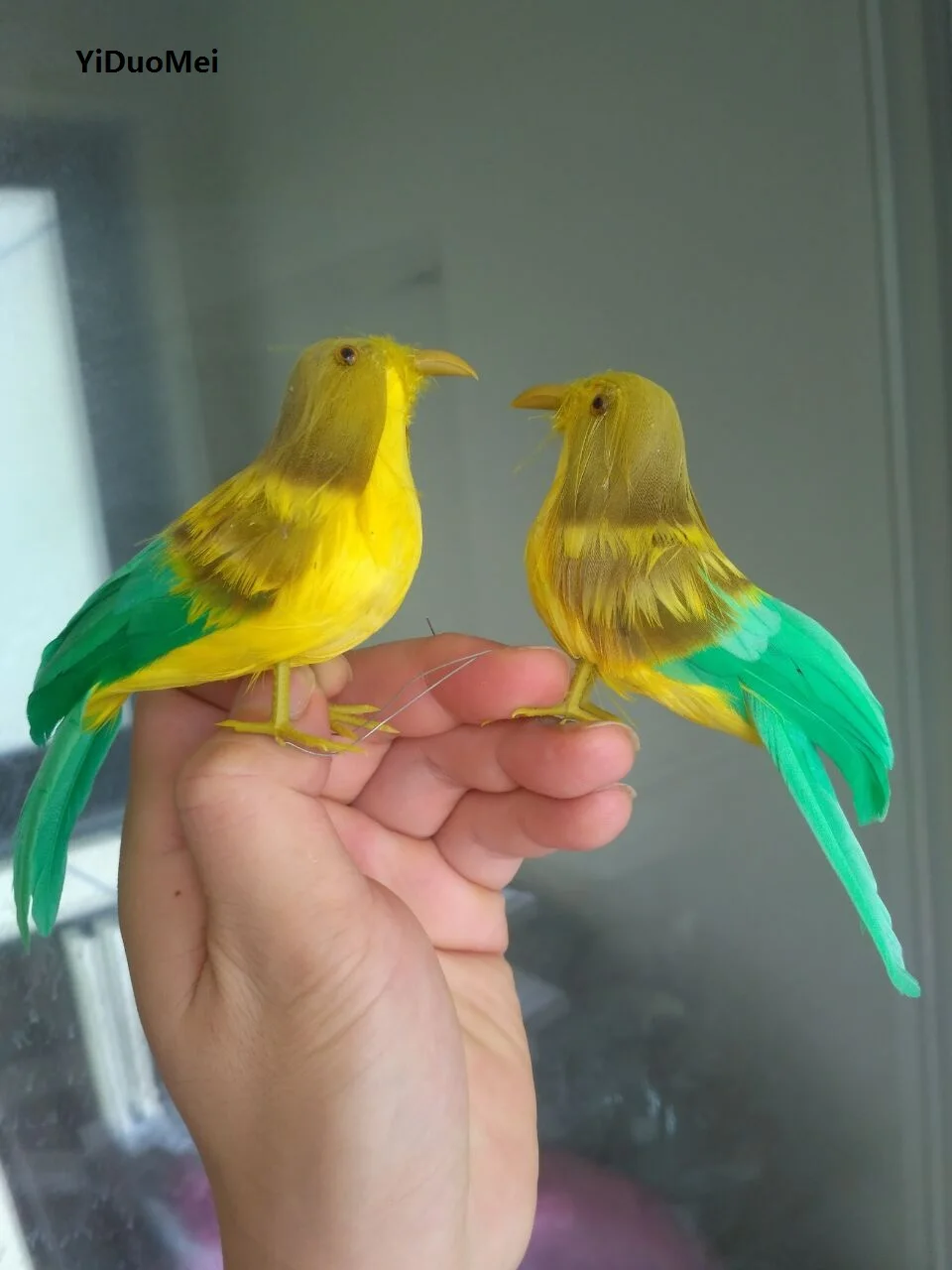 

about 12cm simulation bird model,foam&yellow&green feathers birds one lot/2 pcs handicraft,home garden decoration,gift d2007