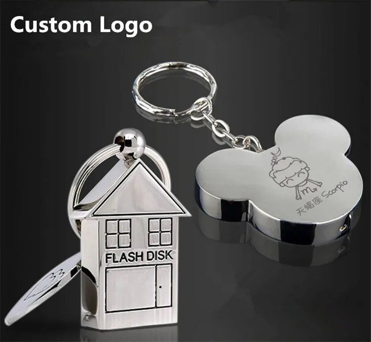 High Quality Custom logo USB 3.0 Cute Metal House Shape USB Flash Drive 8GB 16GB 32GB 64GB Usb Memory Stick Pendrive Gift