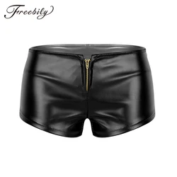 Mini short en similicuir pour femme, pantalon chaud, fermeture éclair avant, blanc, noir, taille basse, bandage sexy, boutons