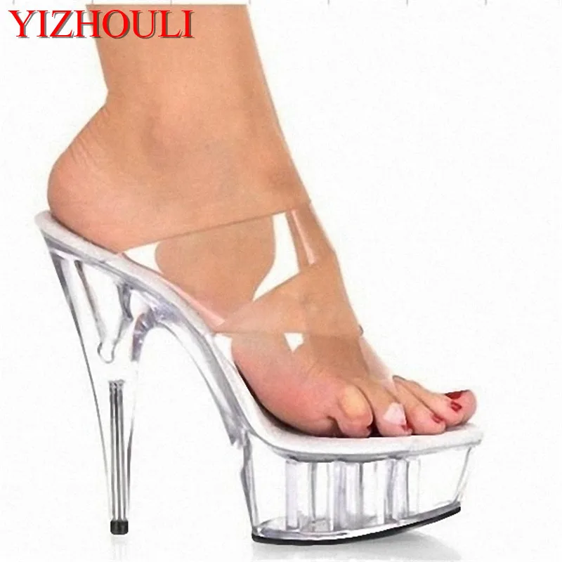 

15 cm crystal high-heeled shoes/romantic sweet bride party princess catwalk shows performance Sandals