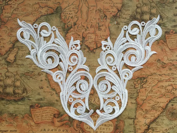 5Pair New Design Lace Wedding Dress Veil Applique Bridal Headdress Collar Lace Fabric Patch Handmade DIY Accessories RS900 — zdjęcie 3