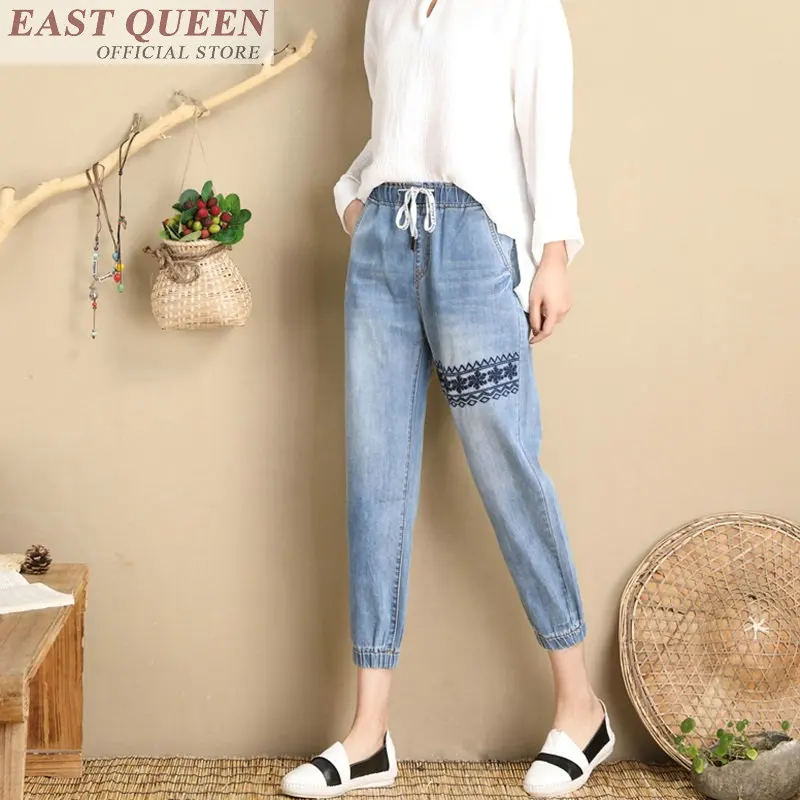 2018 summer plaid washed pants female high waist women belt harem trousers ankle modest casual zipper clothes mesh print  DD779