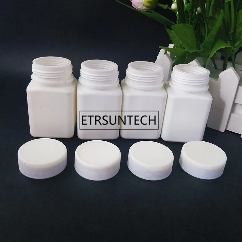 50ml PET plastic bottles square vase white powder solid bottle capsule tablets subpackage bottle F1270