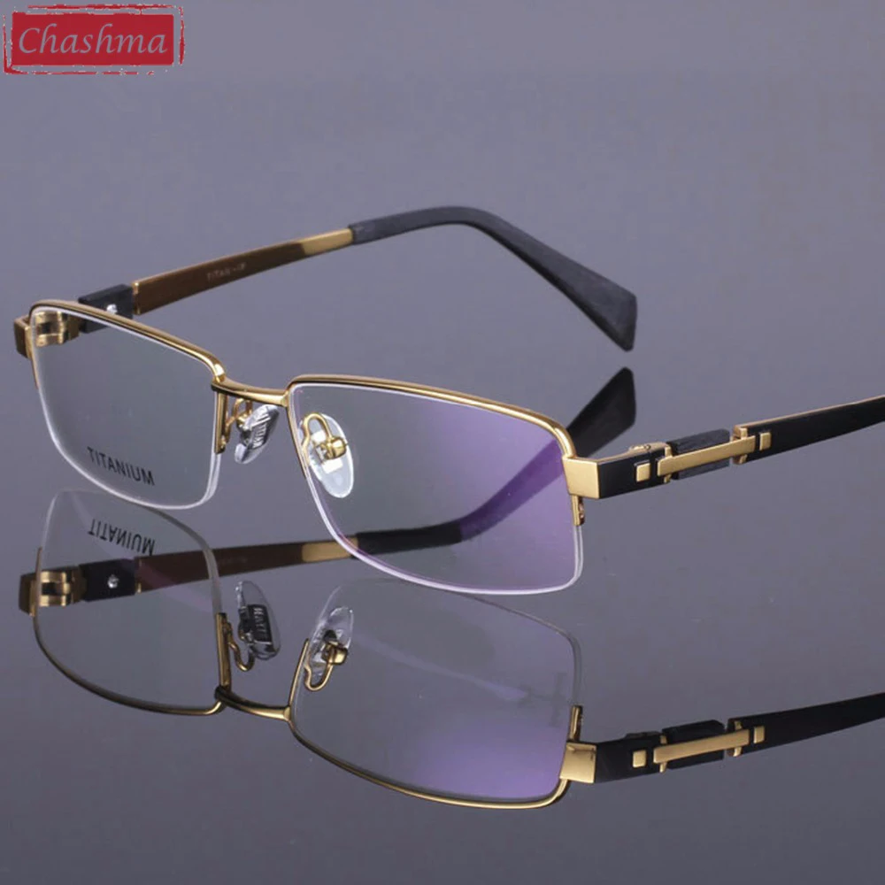 Chashma Pure Titanium Eye Glasses Half Rim Gentlemen Prescription High Quality Optical Eyewear Frame