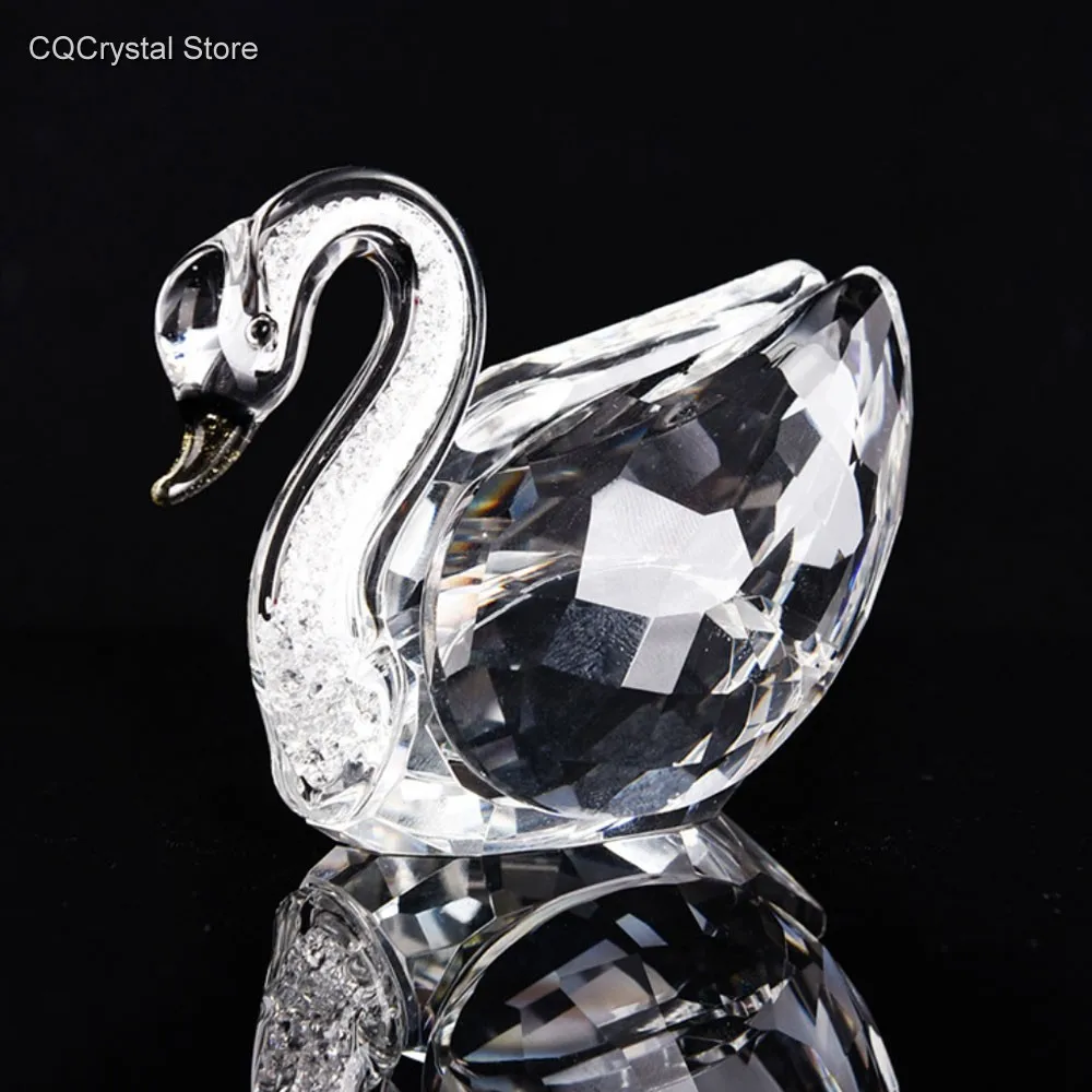 5 Colors Cute Swan Crystal Figurines Glass Ornament Collection Diamond Swan Animal Paperweight Table Craft Home Decor Kids Gifts