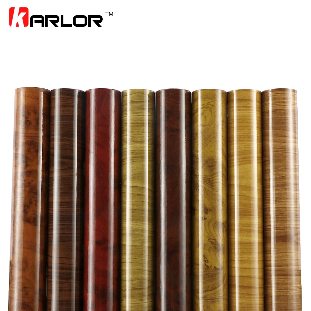 60cmx500cm Glossy Wood Grain Car Wrap Vinyl Film DIY Wood Grain Textured Furniture Decal Waterproof Self-adhesive Car Sticker