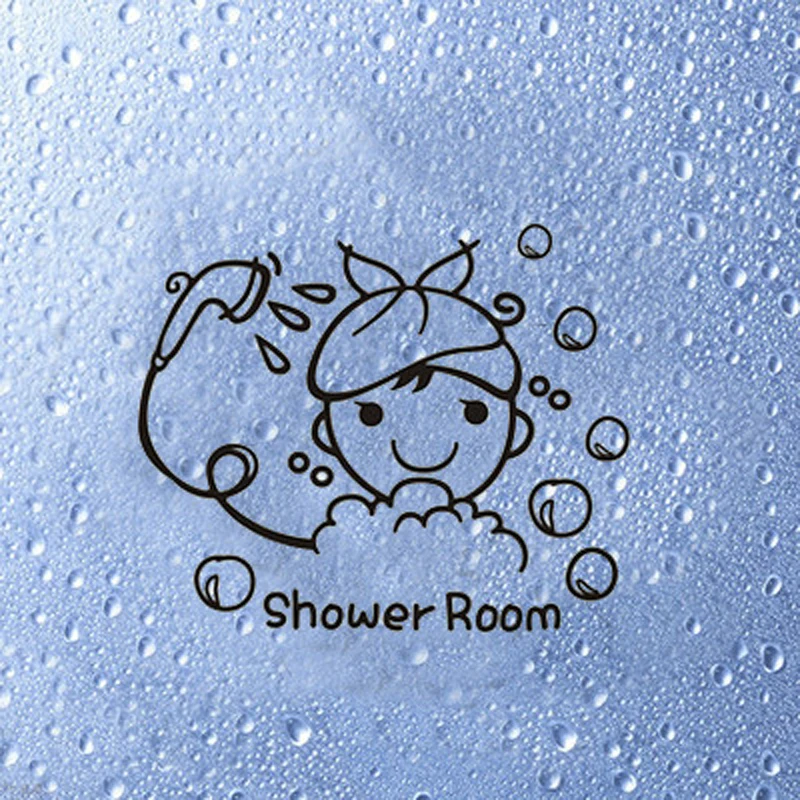 Cartoon Funny Bathe Baby Pattern Wall Sticker For Kids Bathroom Shower Room Art Decals Stickers Home Decor Cute Wallpaper