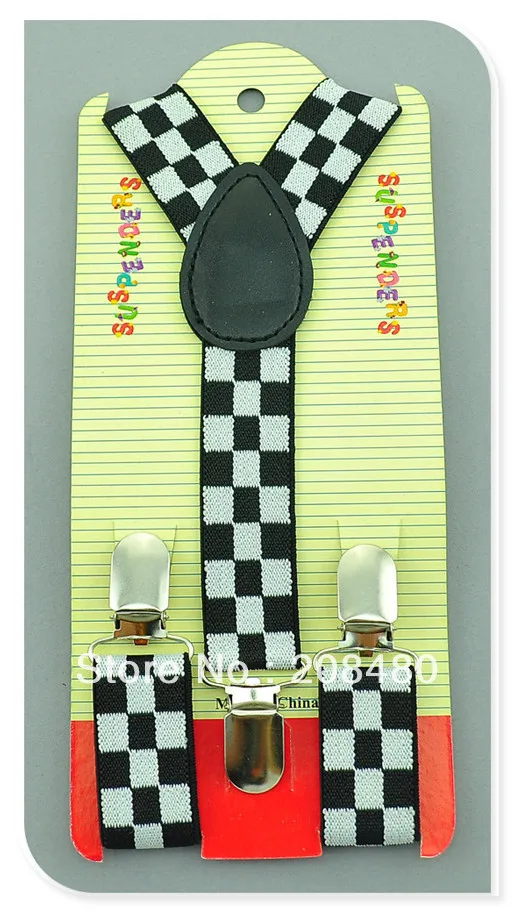 Bretelles élastiques mixtes pour enfants, 2.5cm x 65cm, "4 Plaid/Checker", bretelles fines pour garçons et filles, vente en gros et au détail