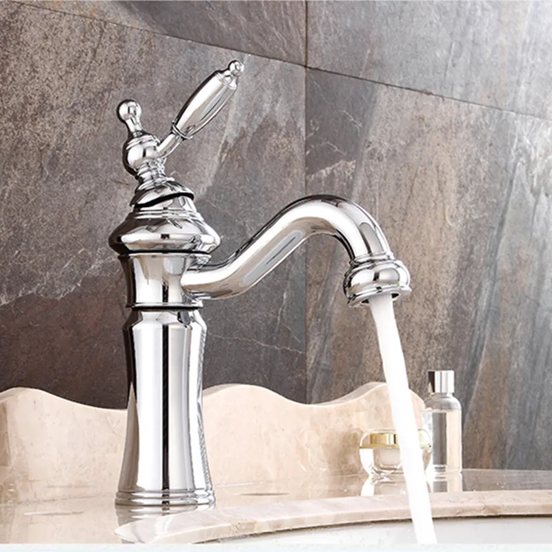 Torneira de Latão para Banheiro tipo de Boca Grande Torneira de Alça Única Torneiras Misturadoras de Água Fria e Quente Preto e Prata Moda