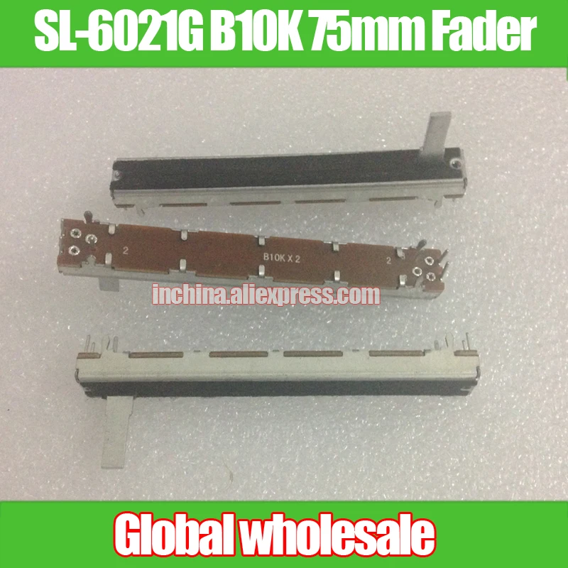 

7pcs SL-6021G B10K 75mm Straight Slide Potentiometer / Shank Length 15MMC Dual Channel Mixer Fader B10Kx2 variable resistors