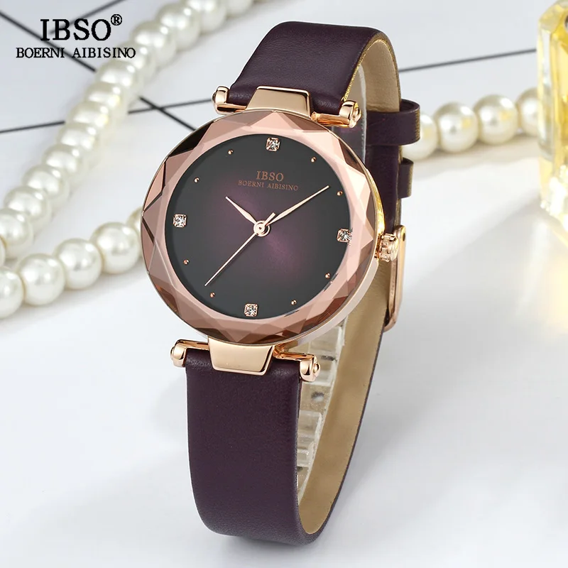 IBSO Brand Luxury Women Wrist Watches Leather Strap Montre Femme Fashion Ladies Quartz Watches For Women Relogio Feminino Clock