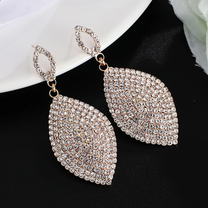 New Women Elegant Horse eye Earrings Silver color Rhinestone Earring Fashion Jewelry Party Gifts #E615