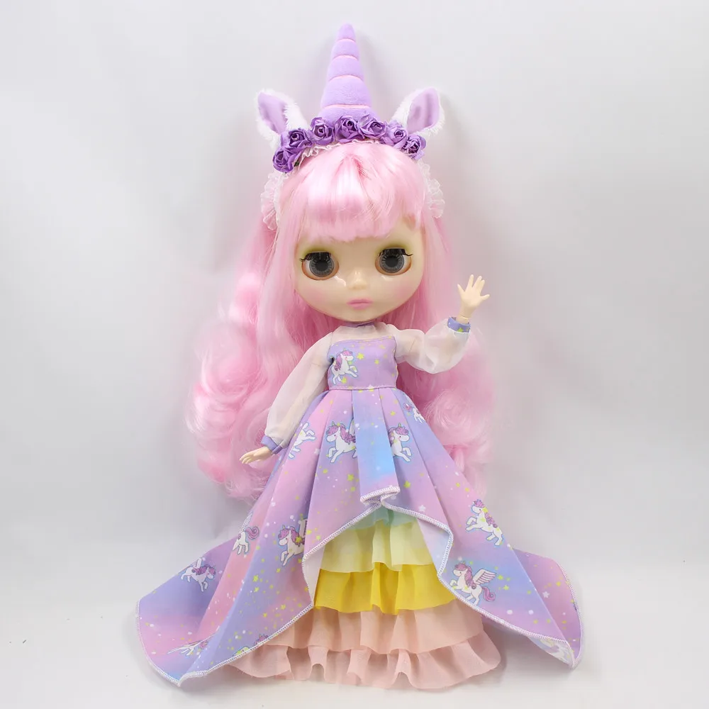 Clothes for 1/6 Blyth doll Unicorn outfit dress with cloak and hair band lovely princess dressing girl gift ICY BJD toy