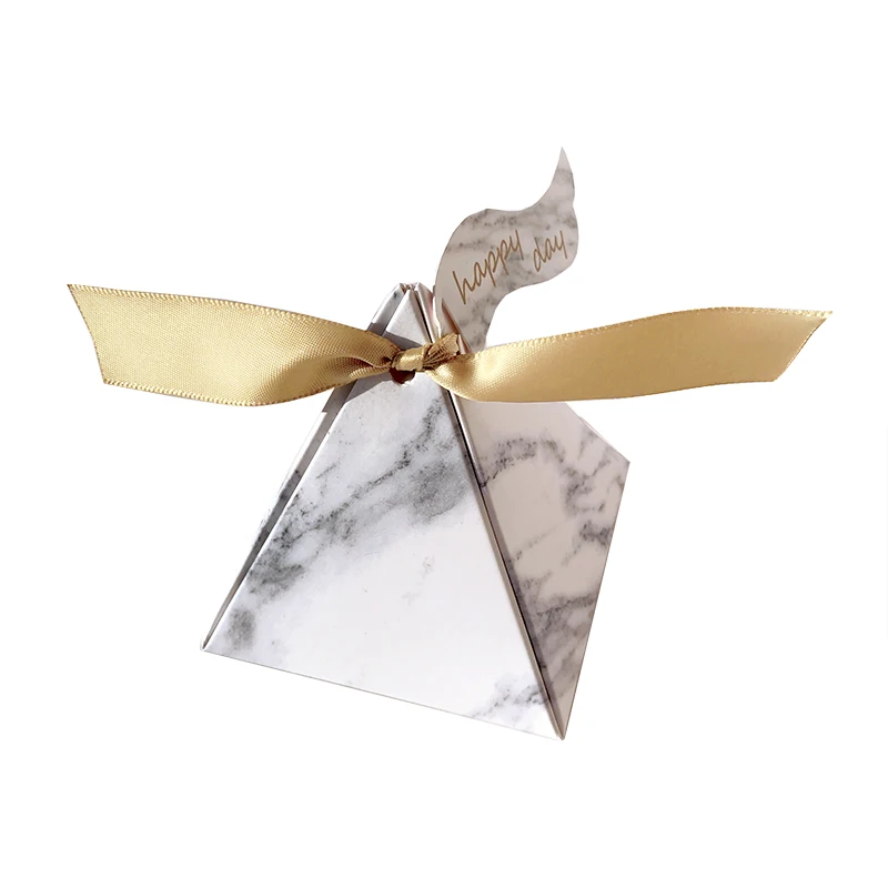 450pcs Hot Sale Triangular Pyramid Pineapple Marble Wedding Favors Candy Box Party Supplies Bomboniera Thanks Gift Chocolate Box