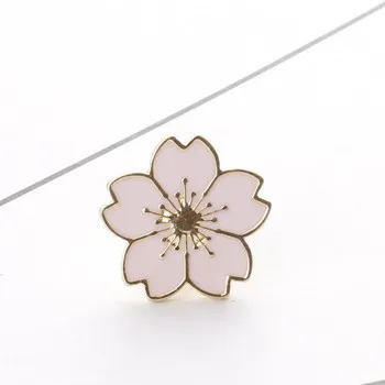 Korean Fashion New Collar Pin Wind Girl Beautiful Cherry Blossom Uniform Drop Oil Badge Small Flower Brooch Wholesale Sales