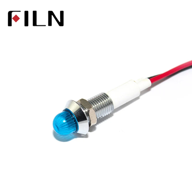 FILN 10mm LED Metal Indicator Light Waterproof IP67 Signal Lamp12V 24V 110V 220V Pilot Seal