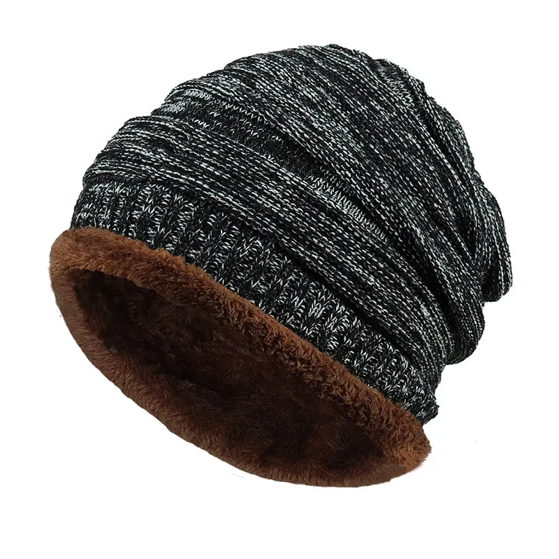 Warm Fleece Lined Winter Hat Mixed Color Black White Red Beanies Skullies for Men Women