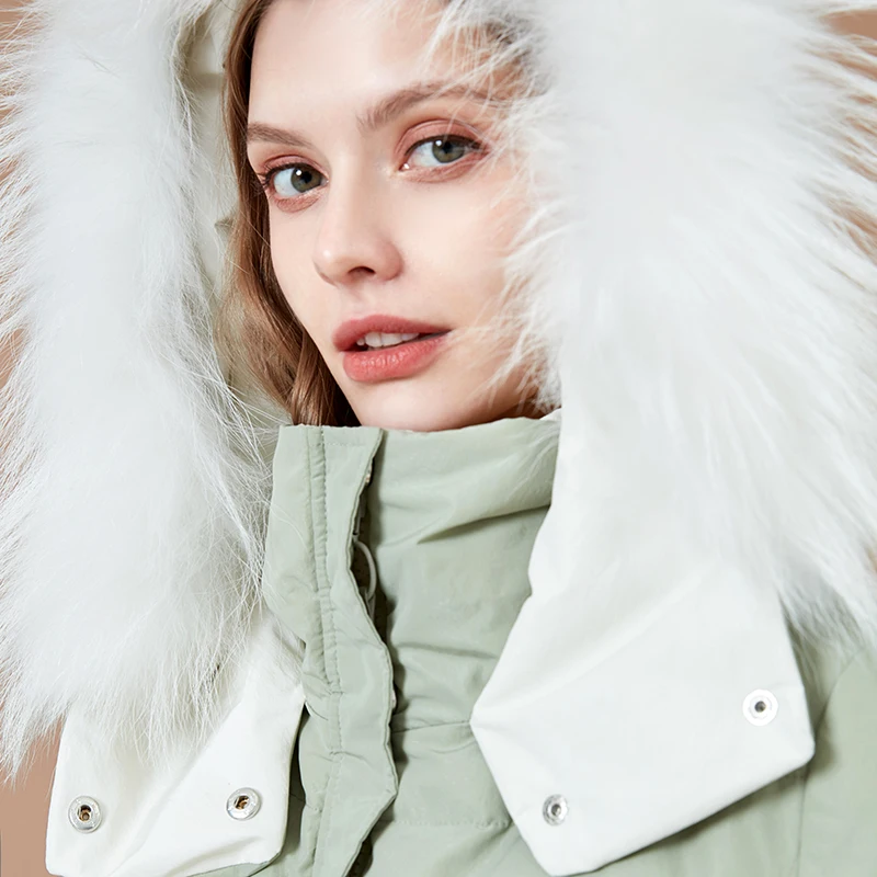 ARTKA 2018 New Women Long Thick Fur Collar Hooded 90% White Duck Down Winter Coat Warm Solid Outerwear YK10784D