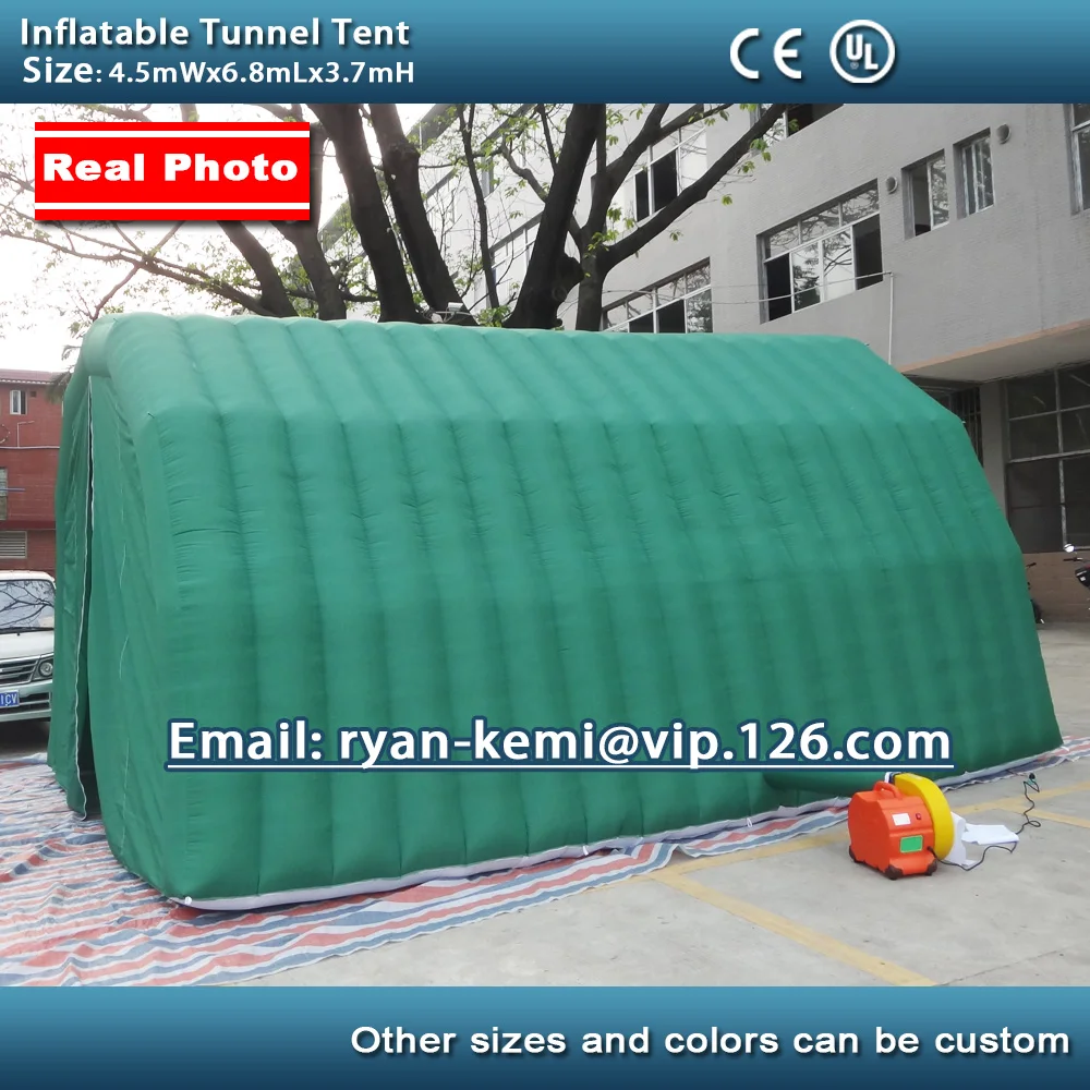 Free shipping 6.8m Inflatable tunnel tent with door inflatable car garage tent outdoor inflatable party tent with CE blower