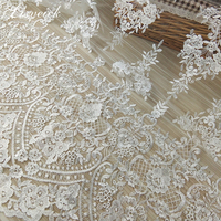 new New Style 1yard 125cm width white vintage embroidery lace fabric French lace fabric mesh tulle lace for wedding dress
