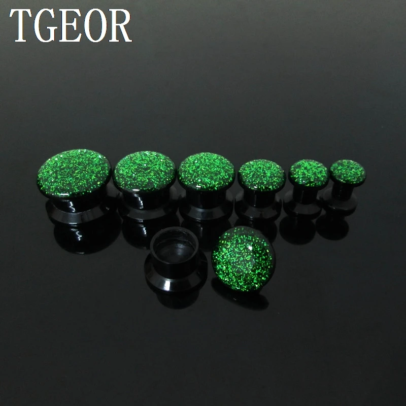 NEW body jewelry 1 pair mixed gauges glitter acrylic multi colors internally thread ear Flesh Tunnel free shipping