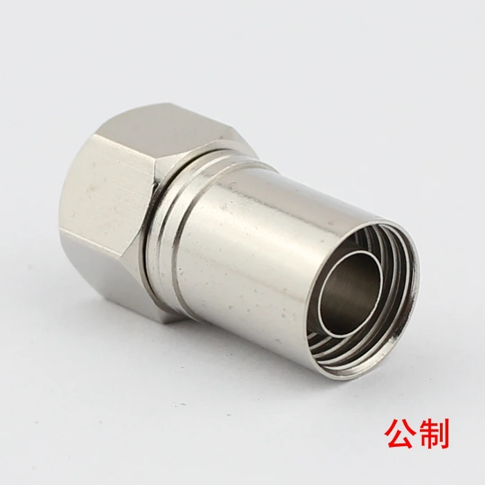 

Cable TV connector F plug metric SYWV75-5 two shielded cable extrusion plug / cold pressed plug