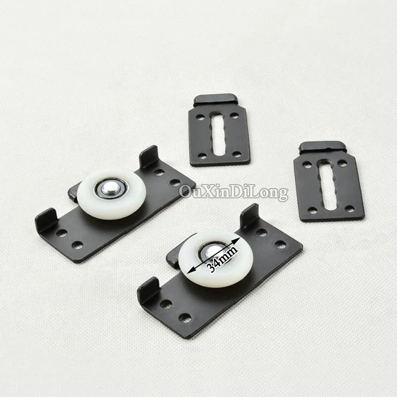 Hot 2set Wardrobe Sliding Door Pulley Wheels Rollers Kit Cabinet Wardrobe Door Moving Wheels Wooden Door Rollers